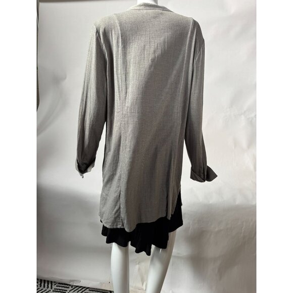 Coldwater Creek XL Embroidered Button-Front Tunic Top Gray 100% Cotton Long Slee - Picture 16 of 16